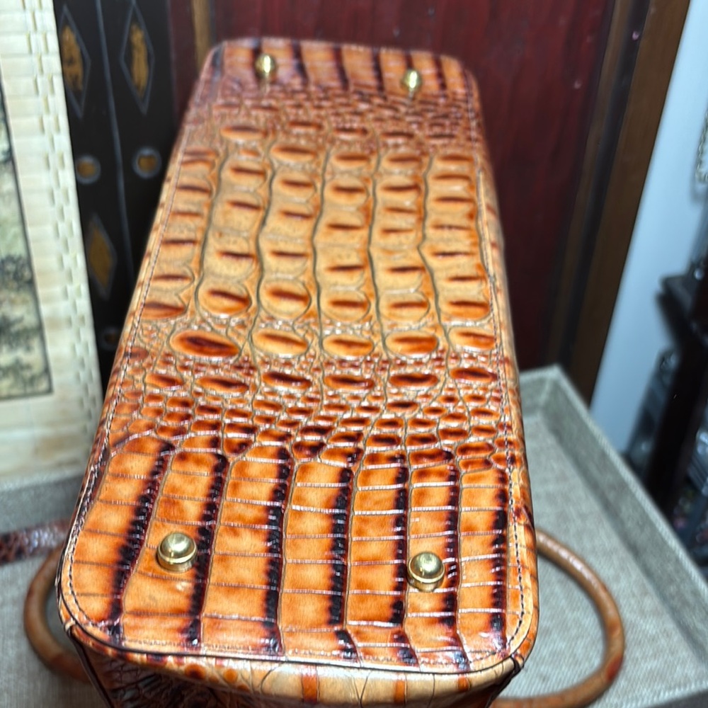 Brahmin Leather Satchel Pecan Melbourne Croc wStrap 11.75”Lx7.5”Hx4.5”W - Picture 6 of 17